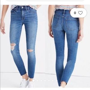 MADEWELL 9” high rise skinny raw hem crop